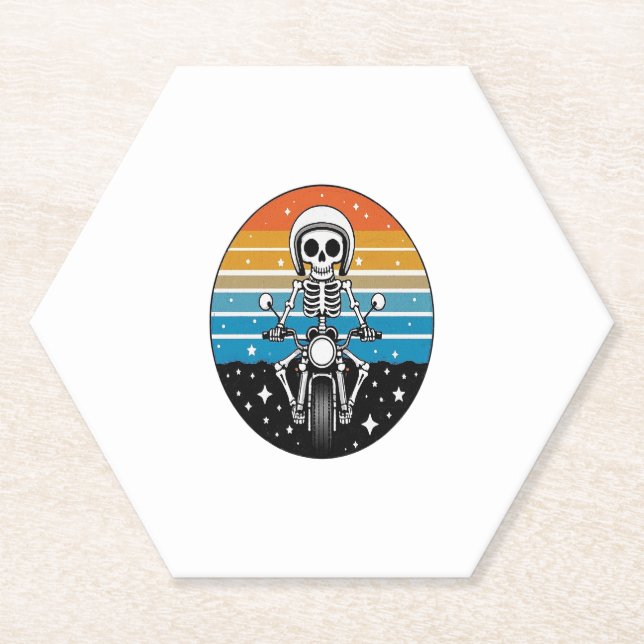 Dessous-de-verre En Papier Skeleton équitation moto (Devant)