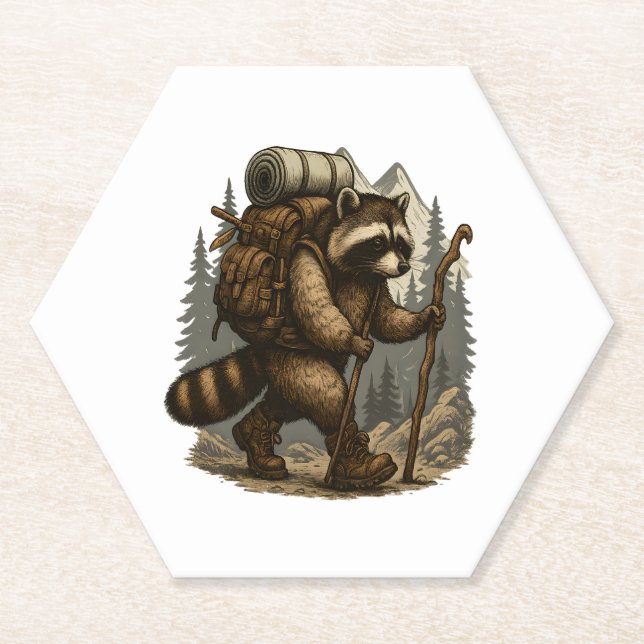 Dessous-de-verre En Papier Sloth Camping Randonnée (Devant)