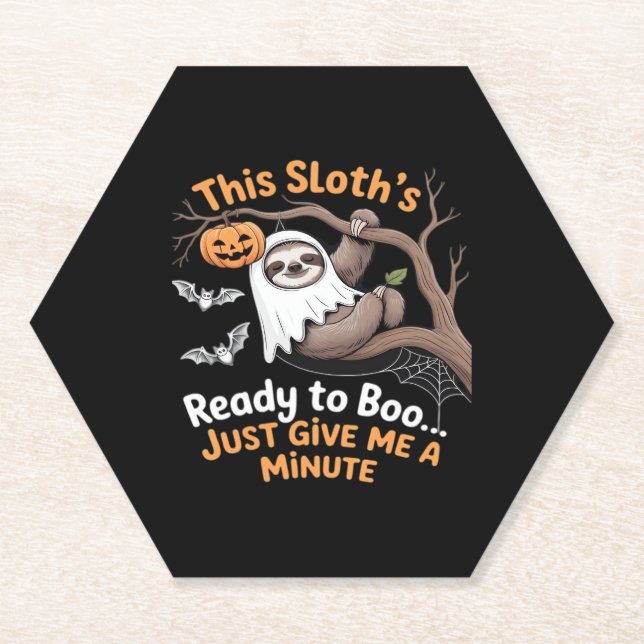 Dessous-de-verre En Papier Sloth Halloween Sloths Cute Bat Vampire Essentiel (Devant)