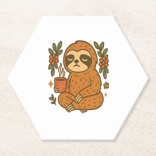 Dessous-de-verre En Papier Sloth Jouer de la guitare (Devant)