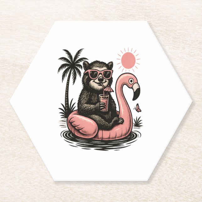 Dessous-de-verre En Papier Sloth Team Sloth Randonnée Camping (Devant)