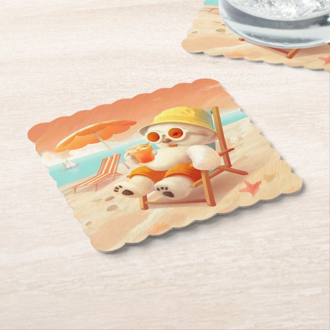 Dessous-de-verre En Papier Smile Dog - Mode Plage Activé (Incliné)