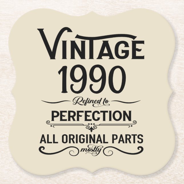 Dessous-de-verre En Papier Soirée personnalisée vintage de 35 ans (Devant)