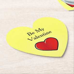 Dessous-de-verre En Papier Sois mon coeur rouge valentin en jaune