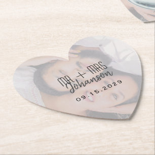 Dessous-de-verre En Papier Sous-main de mariage Elegant Heart Photo