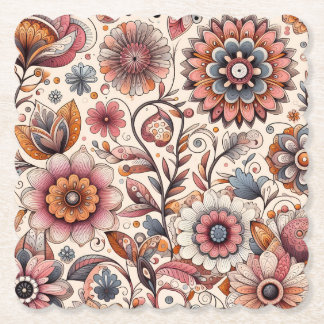 Dessous-de-verre En Papier Sous-verres en papier floral bohème – Formes varié