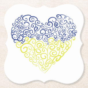 Dessous-de-verre En Papier Spiral tourbillons mehandi coeur drapeau ukrainien