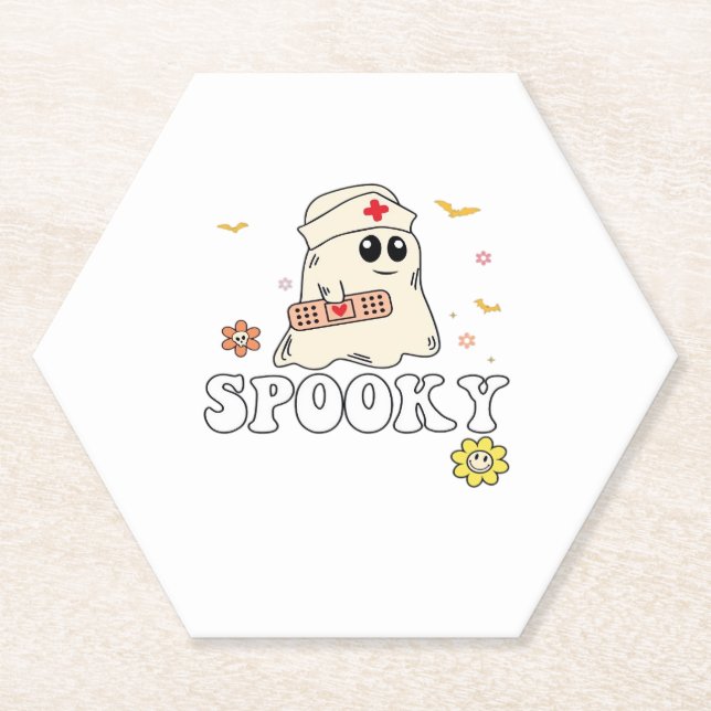 Dessous-de-verre En Papier Spooky Nurse Practitioner Cute Halloween Classic T (Devant)