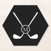 Sporty Golf Clubs Illustration White Monogram M 