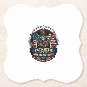 Dessous-de-verre En Papier Squelette Cowboy Patriotique Squelette Dark Patrio