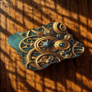 Dessous-de-verre En Papier Steampunk Horkwork Or et Turquoise