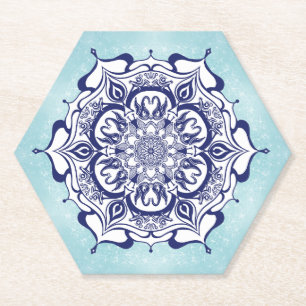 Dessous-de-verre En Papier Style Chine bleue avec des créatures