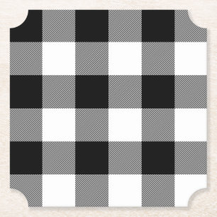 Dessous-de-verre En Papier Style classique Plaid Buffalo noir et blanc