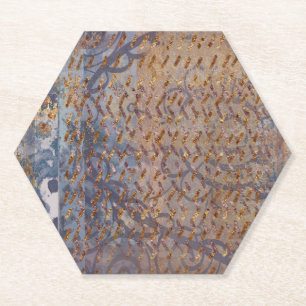 Dessous-de-verre En Papier Style industriel brun bleu gris et faux cuivre