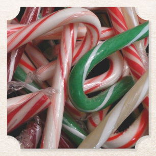 Dessous-de-verre En Papier Sucres de canne Noël Vacances Blanc Vert et Rouge