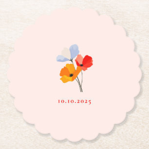 Dessous-de-verre En Papier Summer Poppy Special Date de l'événement Douche
