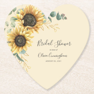 Dessous-de-verre En Papier Sunflower Faux Gold Fête des mariées à script flor
