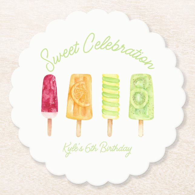Dessous-de-verre En Papier Sweet Celebration Popsicle anniversaire (Devant)