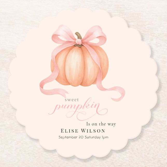 Dessous-de-verre En Papier Sweet Little citrouille rose arc est en chemin (Devant)