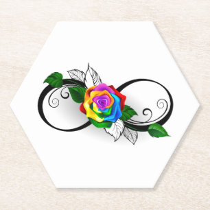 Dessous-de-verre En Papier Symbole de l'infini avec rose arc-en-ciel