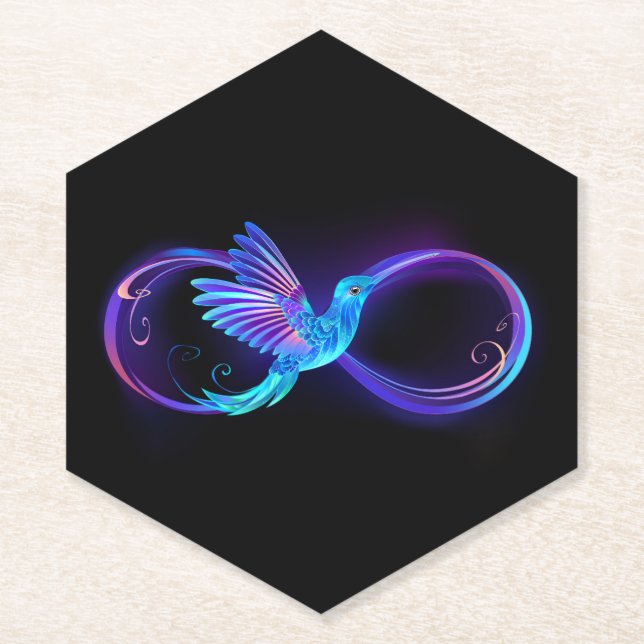 Dessous-de-verre En Papier Symbole de Neon Infinity par Glowing Hummingbird (Devant)
