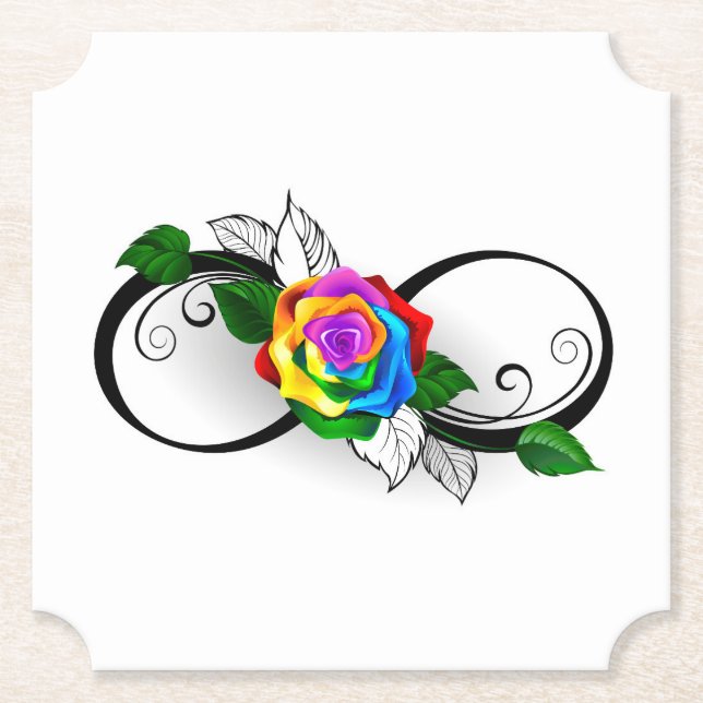 Dessous-de-verre En Papier Symbole d'infini avec Rose arc-en-ciel (Devant)