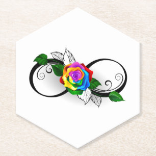 Dessous-de-verre En Papier Symbole d'infini avec rose arc-en-ciel