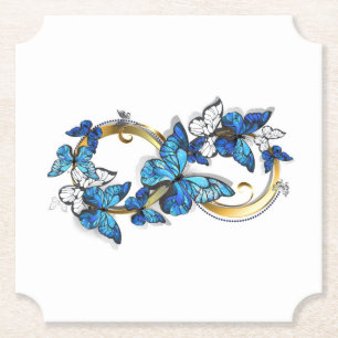 Dessous-de-verre En Papier Symbole infini de papillons Morpho bleus