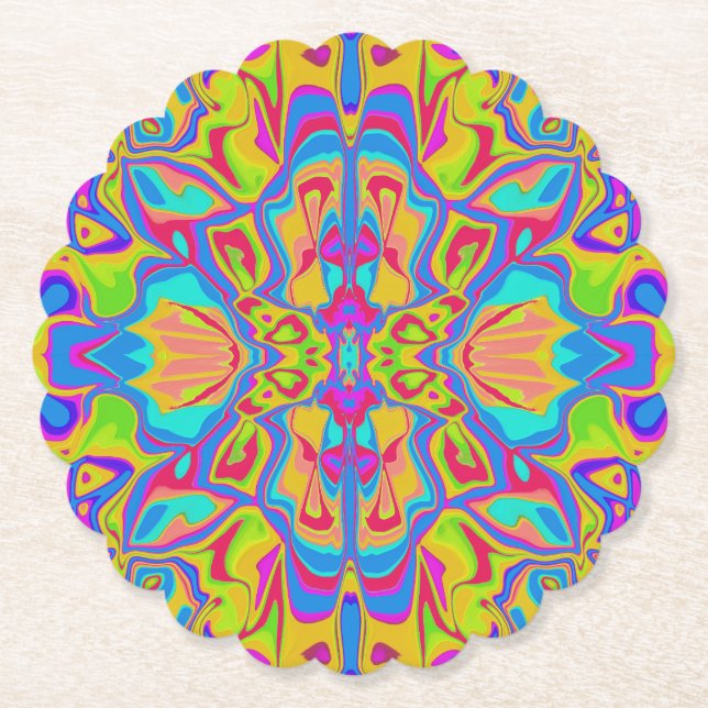 Dessous-de-verre En Papier  Symétrie groovy psychédélique (Devant)