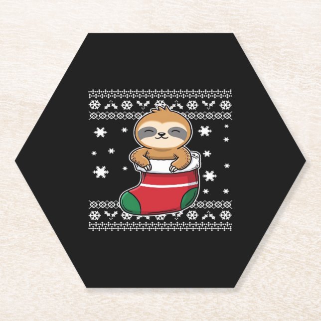 Dessous-de-verre En Papier T-shirt classique de Noël Sloth (Devant)