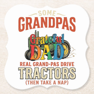 Dessous-de-verre En Papier T-shirt de nuit de ferme vintage tracteur grand-pè