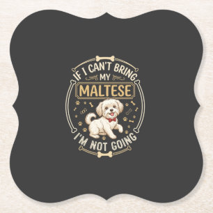 Dessous-de-verre En Papier T-shirt Maltais N'allant pas Chien Rouge Nœud Papi