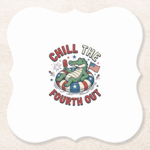 Dessous-de-verre En Papier T-shirt patriotique Chill The Fourth Out Alligator