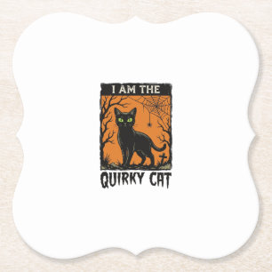 Dessous-de-verre En Papier T-Shirt Quirky Cat Halloween Gravure Vintage Des