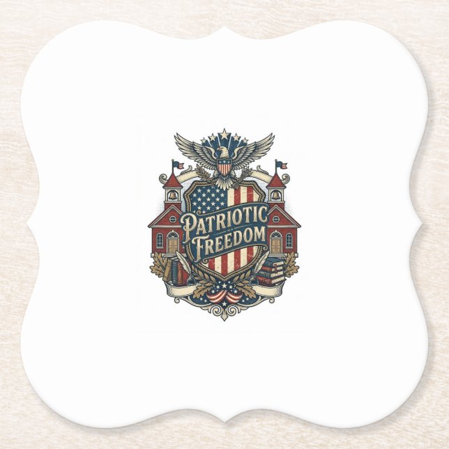 Dessous-de-verre En Papier T-shirt vectoriel graphique patriotique de rentrée (Devant)
