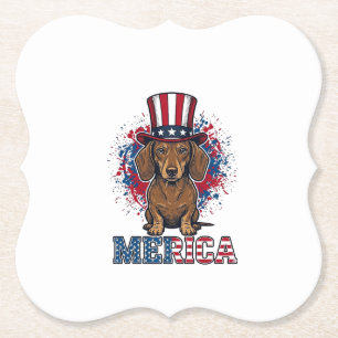 Dessous-de-verre En Papier T-shirt vintage pour chien teckel patriotique Meri