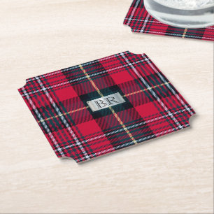 Dessous-de-verre En Papier Tartan avec (ou sans) vos initiales