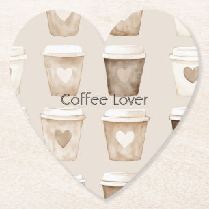 Dessous-de-verre En Papier Tasses cœur café crème