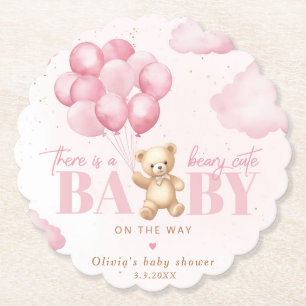 Dessous-de-verre En Papier Teddy ours rose Beary baby shower mignon