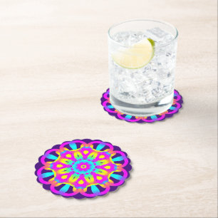 Dessous-de-verre En Papier Teinture pourpre, rose et jaune