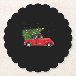 Dessous-de-verre En Papier Terre-Neuve sur camion rouge cadeau xmas
