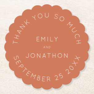 Dessous-de-verre En Papier Texte Simple Noms Terracotta Date Mariage Personna