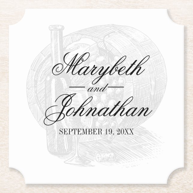 Dessous-de-verre En Papier Toile & Calligraphie Mariage modifiable (Devant)