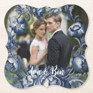 Dessous-de-verre En Papier Toile Vintage bleu Mariage Floral