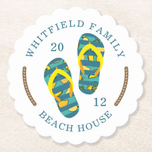 Dessous-de-verre En Papier Tongs de plage personnalisés pour maison de famill
