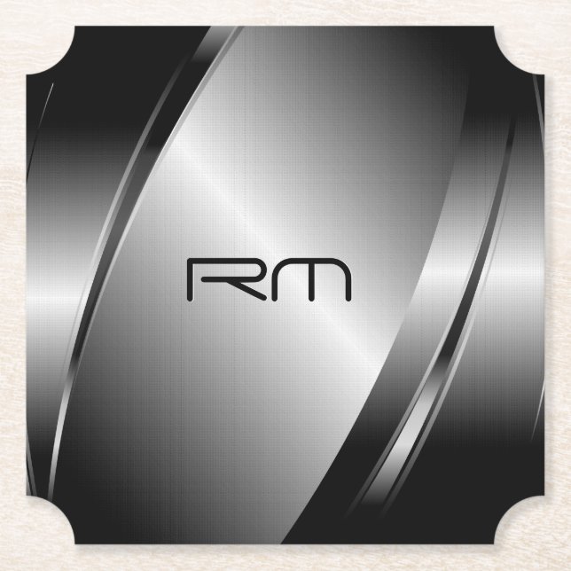 Dessous-de-verre En Papier Tons argent foncé brillant look métallique (Devant)