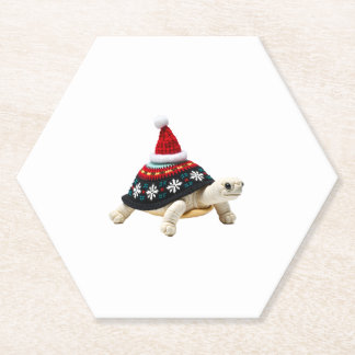 Dessous-de-verre En Papier Tortue au chapeau de Père Noël - Vieux T-shirt de