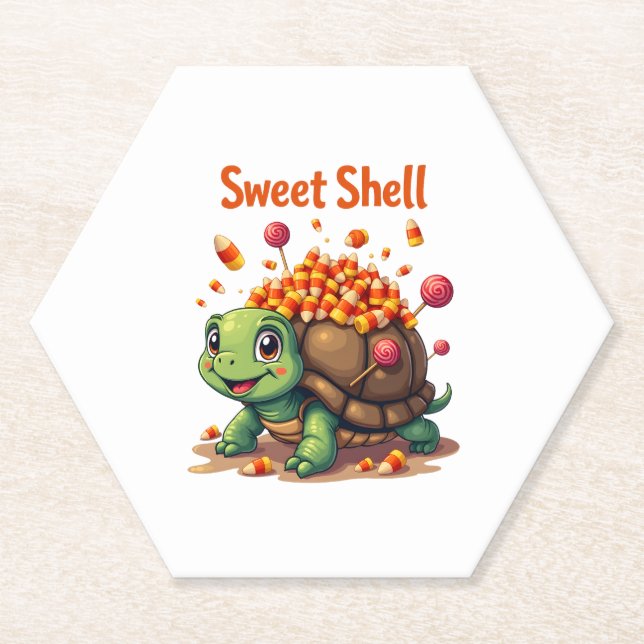 Dessous-de-verre En Papier Tortue coquille de bonbons (Devant)