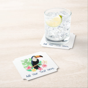Dessous-de-verre En Papier Toucan Avec Fleurs Tropicales Dessous de verre en