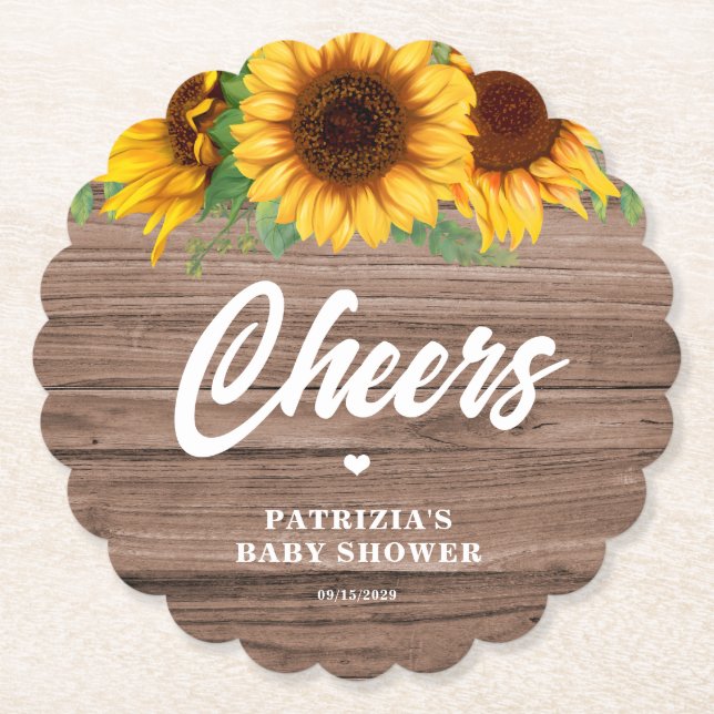 Dessous-de-verre En Papier Tournesol automne | BABY SHOWER (Devant)